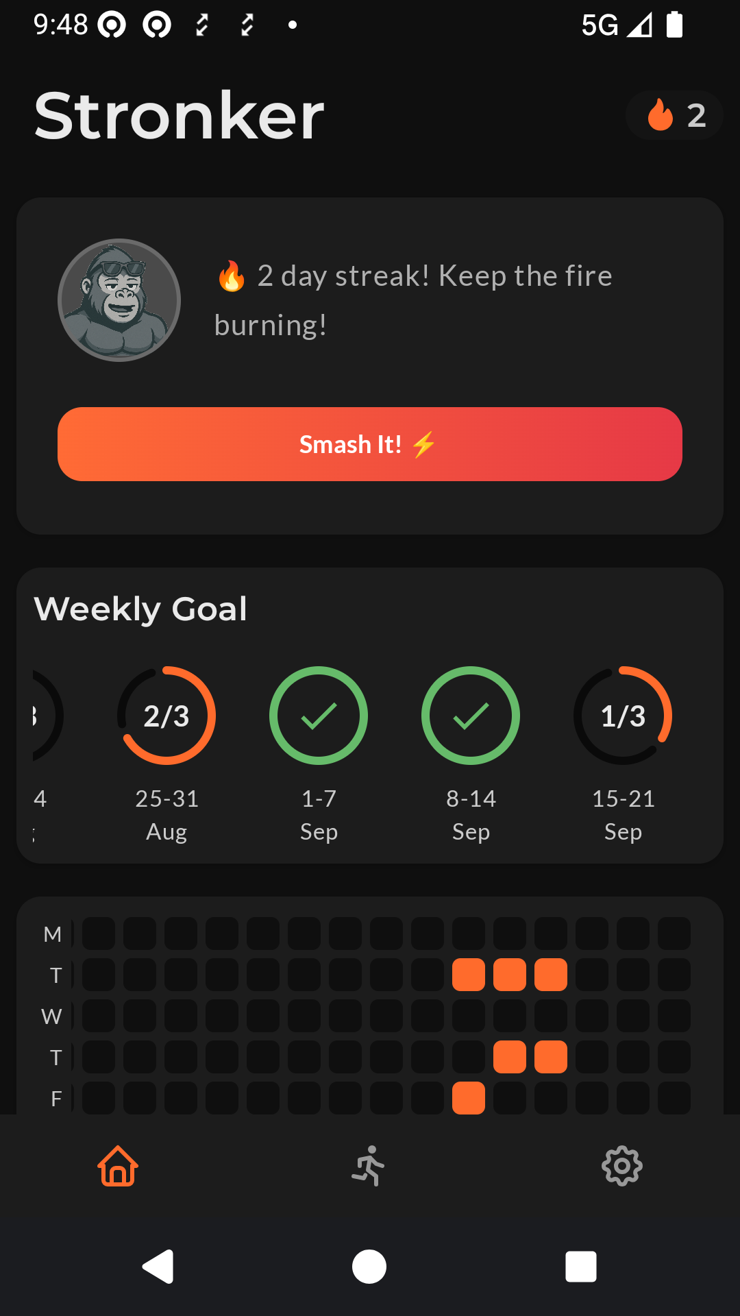 Stronker Home Screen